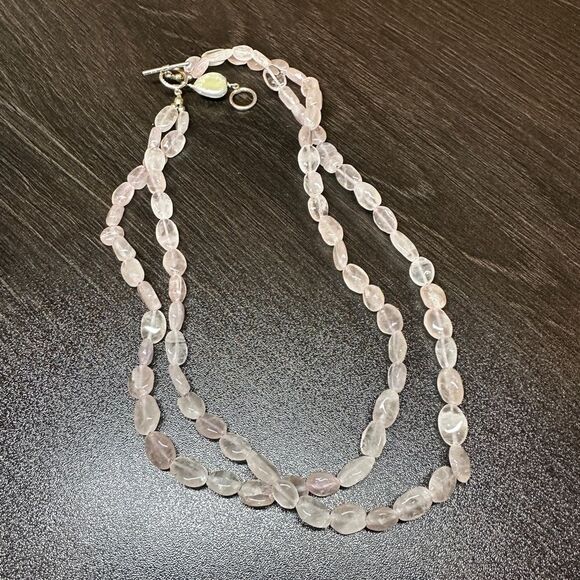 Rose quartz beaded, .925 toggle clasp with pearl necklace!! - Picture 3 of 8
